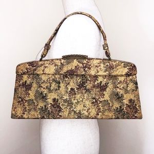 Vintage Gold Tapestry Baguette Handbag Purse
